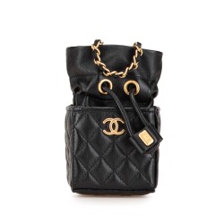 Chanel Mini Calfskin Square Drawstring Bucket Bag