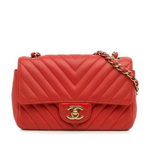 Chanel Mini Chevron Quilted Lambskin Rectangular Flap Bag