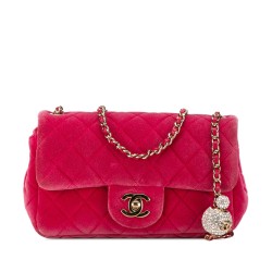 Chanel Mini Quilted Velvet Pearl Crush Single Flap