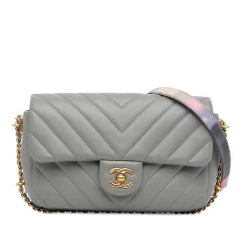 Chanel Mini Rectangular Chevron Lambskin Chain Around Flap