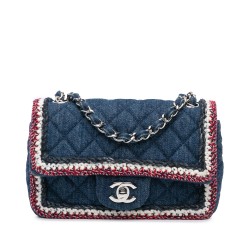 Chanel Mini Rectangular Classic Denim Tweed Framed Single Flap