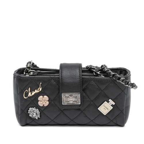 Chanel Mini Reissue 2.55 Quilted Calfskin Lucky Charms Clutch on Chain