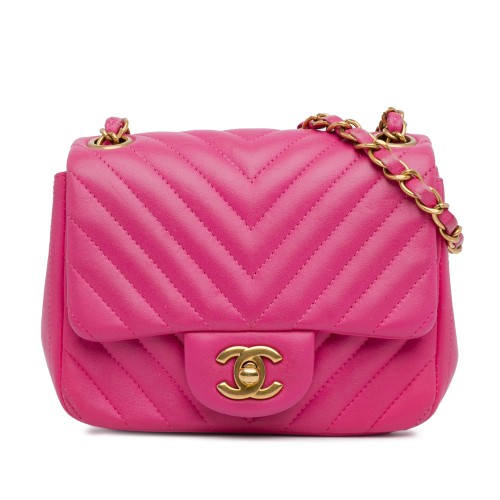 Chanel Mini Square Classic Chevron Lambskin Flap