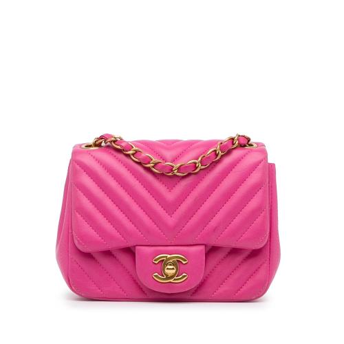 Chanel Mini Square Classic Lambskin Chevron Flap