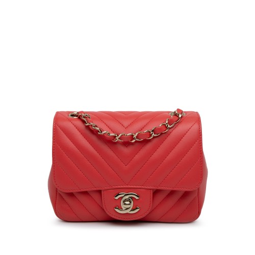 Chanel Mini Square Classic Lambskin Chevron Flap