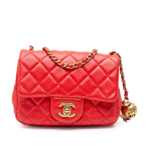 Chanel Mini Square Classic Lambskin Pearl Crush Flap