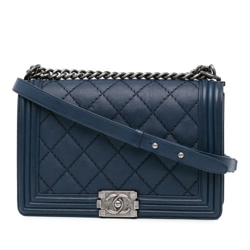 Chanel New Medium Calfskin Double Stitch Boy Flap