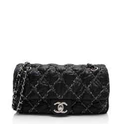 Chanel Nylon Quilted Tweed On Stitch Flap Bag