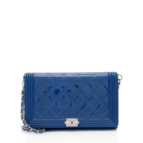 Chanel Patent Leather Boy Clutch on Chain Bag