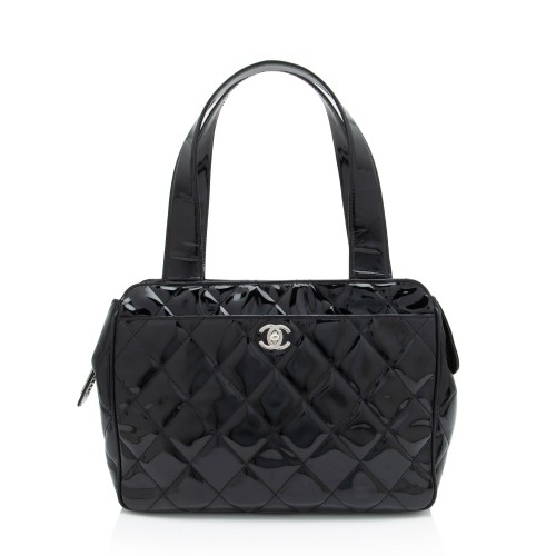 Chanel Vintage Patent Leather CC Bowling Bag