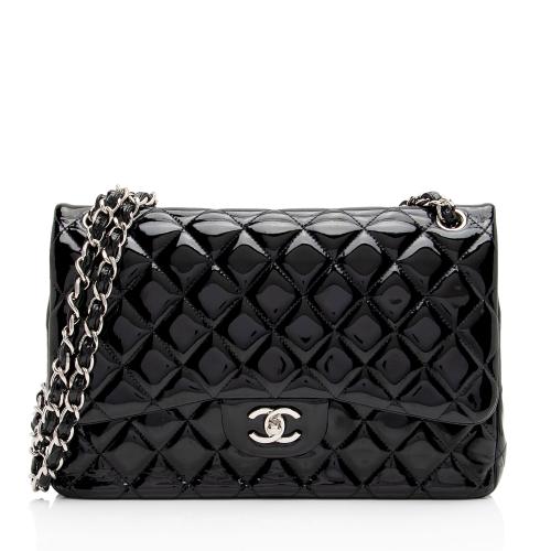 Chanel Patent Leather Classic Jumbo Double Flap Bag