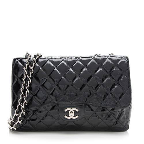 Chanel Patent Leather Classic Jumbo Single Flap Shoulder Bag