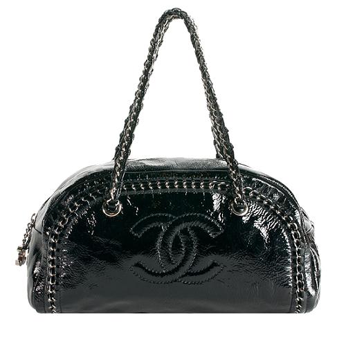 Chanel Patent Leather Luxe Ligne Medium Bowler Satchel