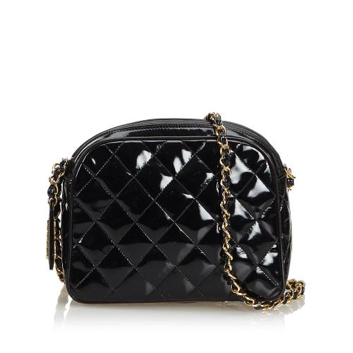 Chanel Patent Leather Quilted Chain Crossbody Bag