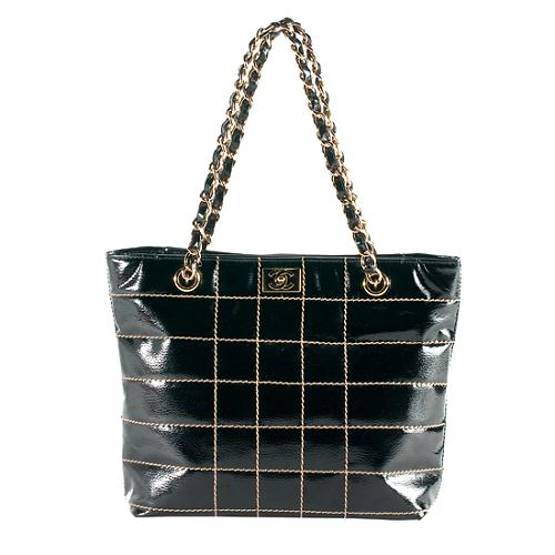 Chanel Patent Leather Square Quilted Small Tote