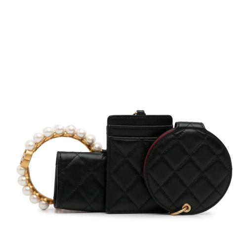 Chanel Pearl Crown CC Wristlet Multi Pouches