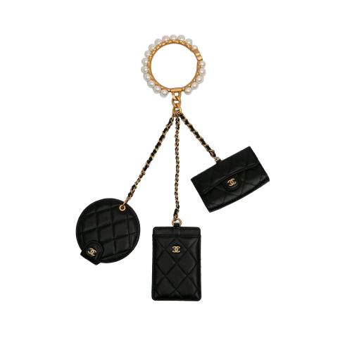 Chanel Pearl Crown CC Wristlet Multi Pouches