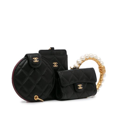 Chanel Pearl Crown CC Wristlet Multi Pouches