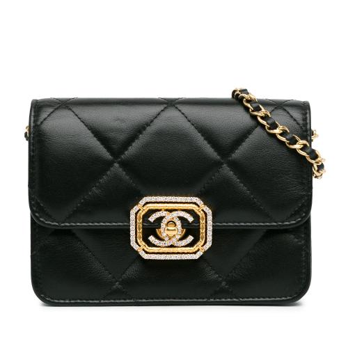 Chanel Quilted Calfskin Strass Clutch With Chain Flap Chanel Handbags Bag Borrow or Steal