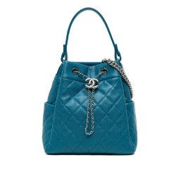 Chanel Quilted Caviar Drawstring Chain Bucket Bag