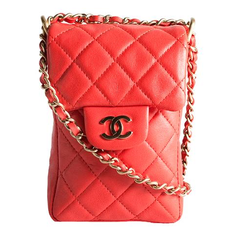 Chanel Quilted Lambskin Cell Phone Shoulder Handbag