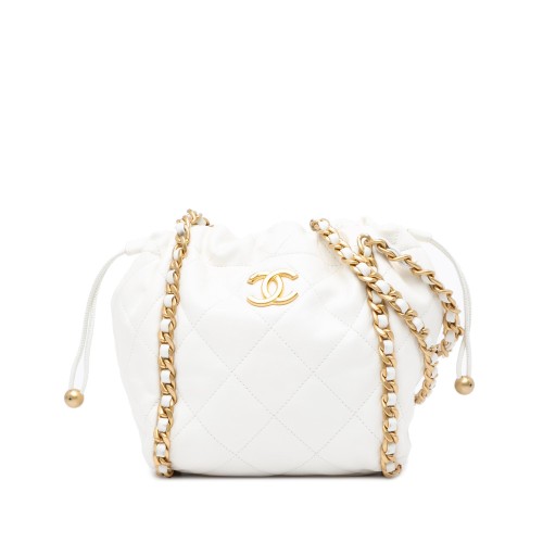 Chanel Quilted Lambskin Chain Around Bucket Bag