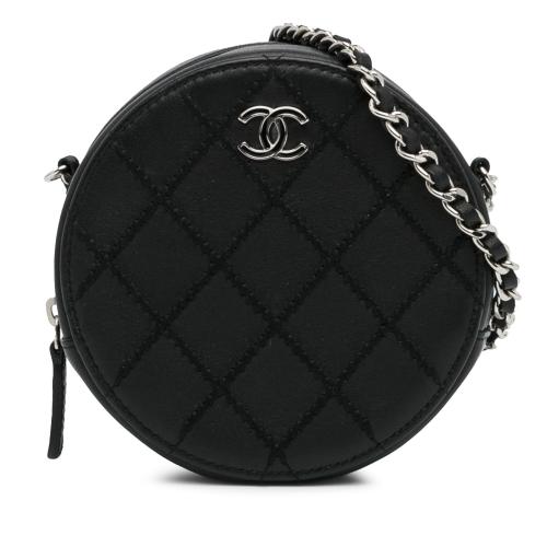 Chanel Quilted Lambskin Ultimate Stitch Round Clutch with Chain