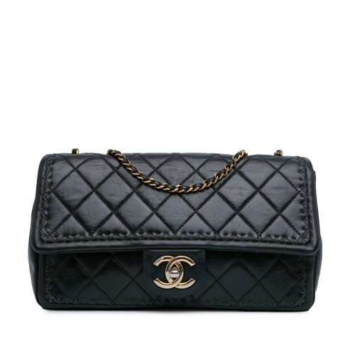 Chanel Quilted Lambskin Whipstitch Single Flap