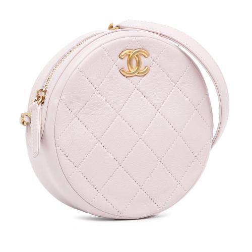 Chanel Quilted Patent Round Clutch with Chain