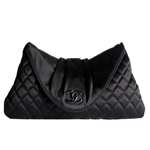 Chanel Quilted Satin Moon Clutch