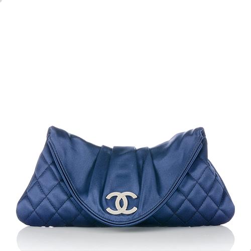 Chanel Quilted Satin Half Moon Clutch