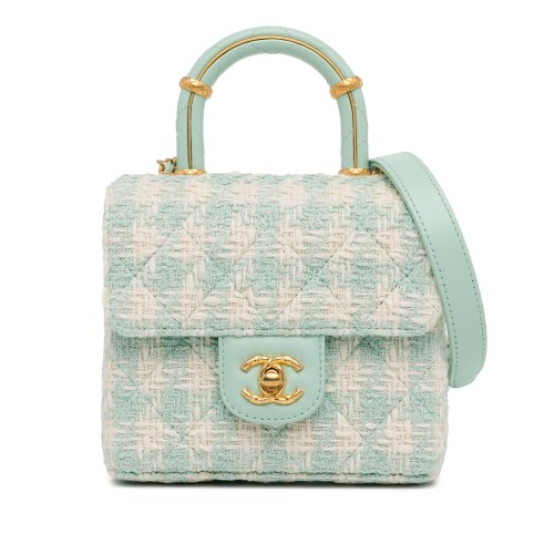 Chanel Quilted Tweed Crush Top Handle Flap