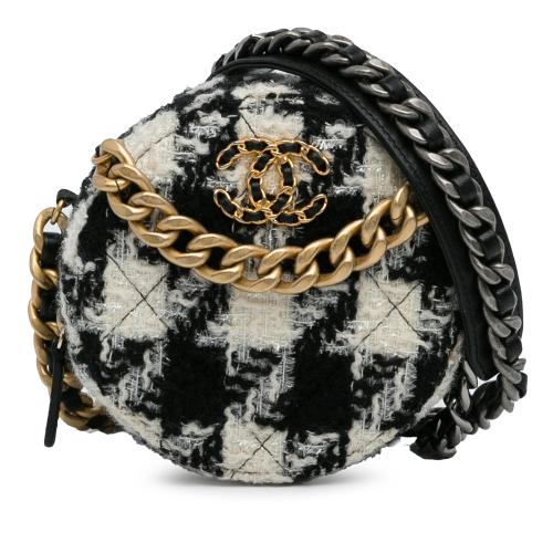 Chanel Round Tweed 19 Clutch with Chain and Lambskin Coin Purse