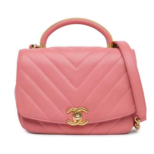 Chanel Small Chevron Lambskin Reversed Round Flap