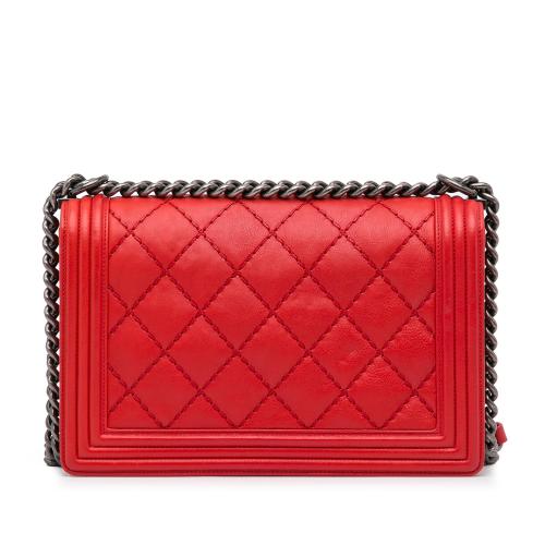 Chanel Small Lambskin Double Stitch Boy Flap