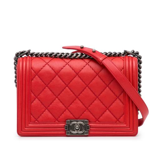 Chanel Small Lambskin Double Stitch Boy Flap