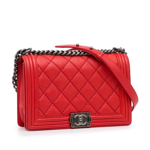 Chanel Small Lambskin Double Stitch Boy Flap