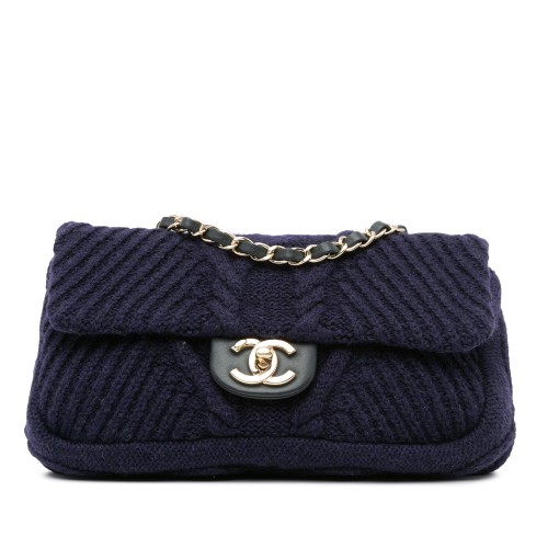 Chanel Small Paris Hamburg Cable Knit Flap