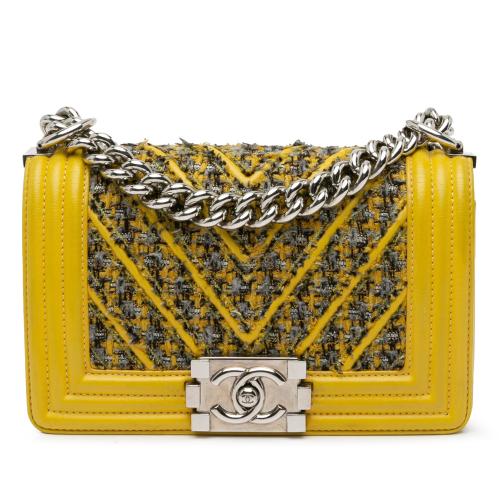 Chanel Small Tweed and Lambskin Chevron Boy Flap