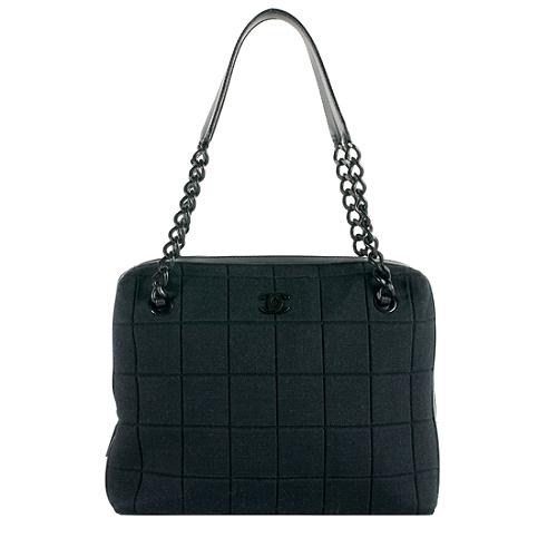 Chanel Square Quilt Jersey Satchel