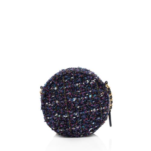 Chanel Tweed CC Round Clutch with Chain