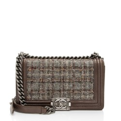 Chanel Tweed Paris-Edinburgh Old Medium Boy Bag