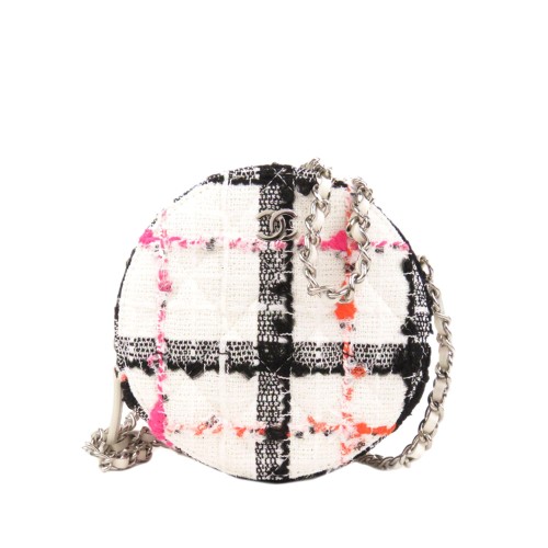 Chanel Tweed Round Clutch with Chain