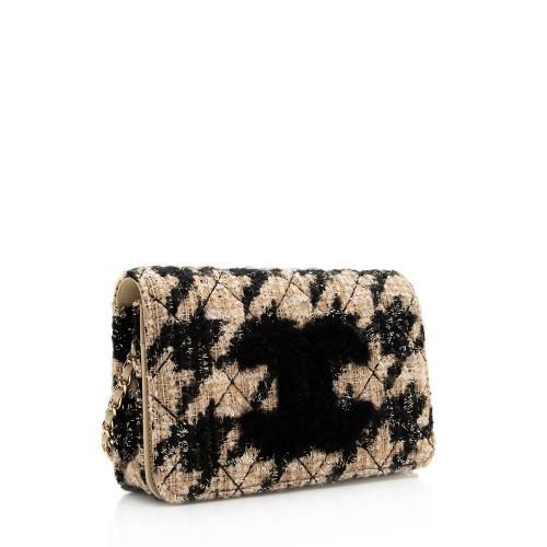 Chanel Tweed Shearling Wallet on Chain