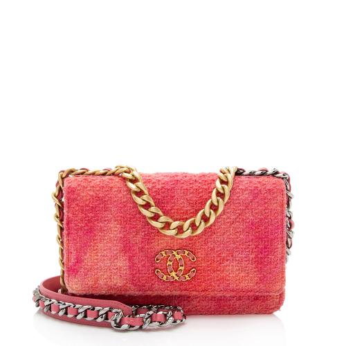 Chanel Tweed Wool Lambskin 19 Wallet on Chain