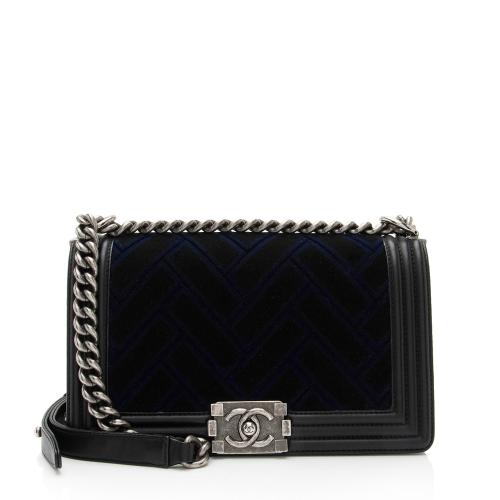 Chanel Velvet Quilted Old Medium Boy Bag