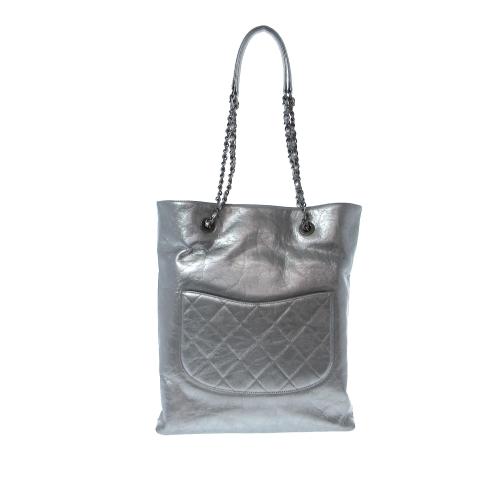 Chanel Written In Chain Metallic Tote