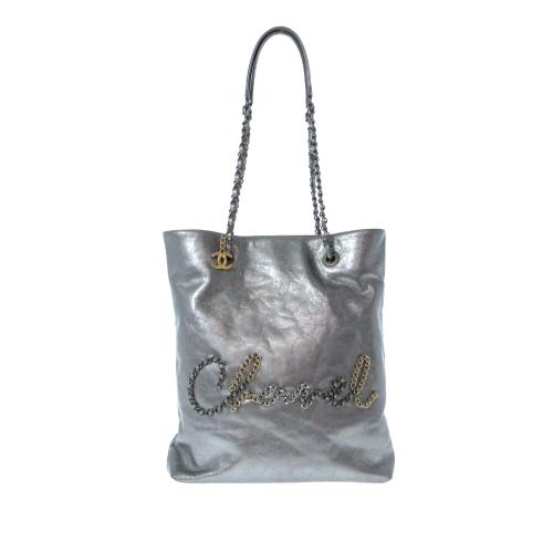 Chanel Written In Chain Metallic Tote