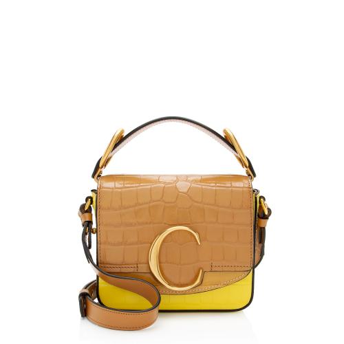 Chloe Croc Embossed Calfskin C Mini Shoulder Bag