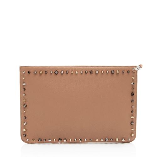 Christian Louboutin Calfskin Spike Empire Trashmix Loubiclutch Clutch